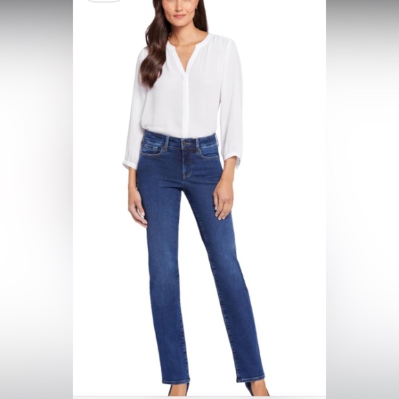 NYDJ Medium Wash Straight Leg High Rise Jeans - Picture 1 of 10